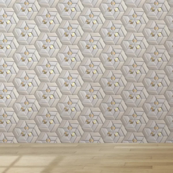 Papel De Parede Adesivo Sala Efeito 3d Geométrico Gold 12m