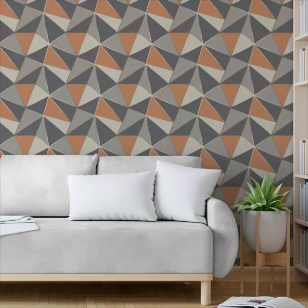 Papel De Parede Adesivo Sala Laranja Zara Cinza 5m