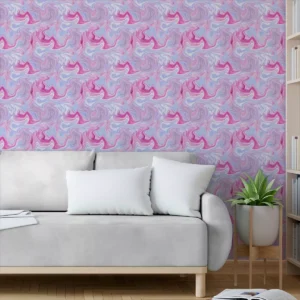 Papel De Parede Adesivo Sala Lavável Marmorizado Rosa 2m