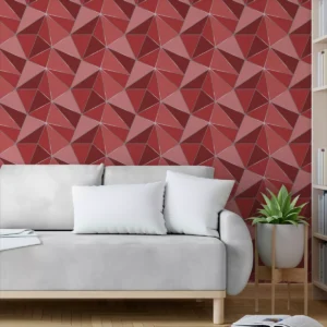 Papel De Parede Adesivo Sala Lavável Zara Vermelho 5m