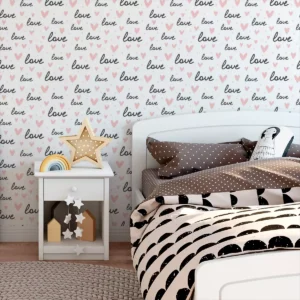 Papel De Parede Adesivo Sala Love Amor Coração Quarto 3,5m