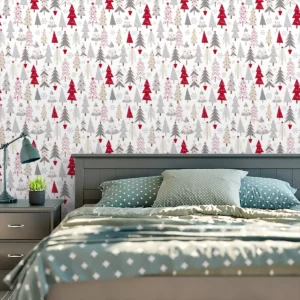 Papel De Parede Adesivo Sala Natal Árvore Lavável 3,5m