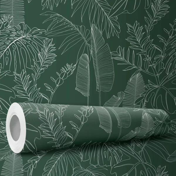 Papel De Parede Adesivo Sala Verde Fundo Folhas Natureza 10m