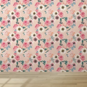 Papel De Parede Adesivo Sala Vintage Rosas Rosa 5 M