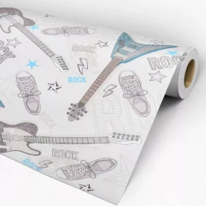 Papel De Parede Adesivo Teen Menina Guitarra Rock 3 Mts