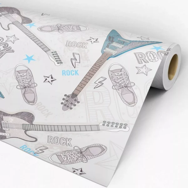 Papel De Parede Adesivo Teen Menina Guitarra Rock 3 Mts