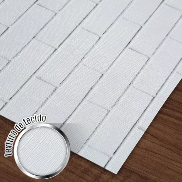 Papel De Parede Adesivo Tijolinho Branco Com Textura Linho