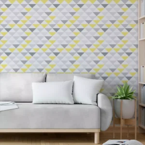 Papel De Parede Adesivo Triângulo Amarelo Quarto 5m