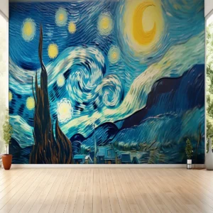 Papel De Parede Adesivo Van Gogh Noite Estrelada M²