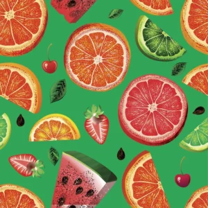 Papel De Parede Adesivo Verde Casual Salada Frutas - 1,60m