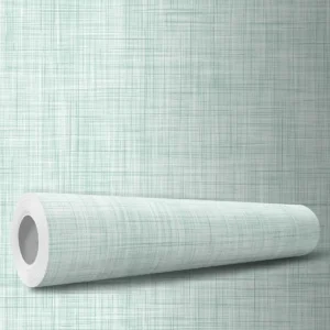 Papel De Parede Adesivo Verde Tecido Sala Linho Água 10m