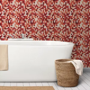 Papel De Parede Adesivo Vermelho Cozinha Pastilha 2,5m