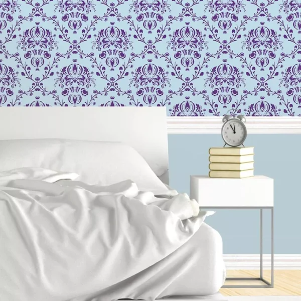 Papel De Parede Adesivo Vintage Azul E Roxo 9 0,58x2,5m