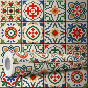 Papel De Parede Adesivo Vintage Cerâmica Ladrilho Cozinha 3m