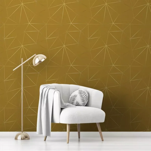 Papel De Parede Adesivo Zara A02 Geométrico Gold Amarelo 3m