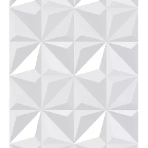 Papel De Parede Adesivo3d Branco Triângulo Abstrato 280cm