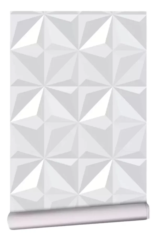 Papel De Parede Adesivo3d Branco Triângulo Abstrato 280cm