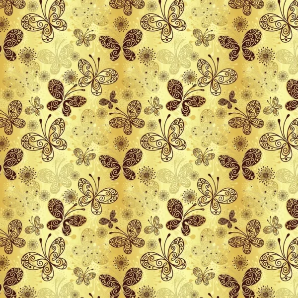 Papel De Parede Amarelo Dourado Borboleta Autocolante Quarto