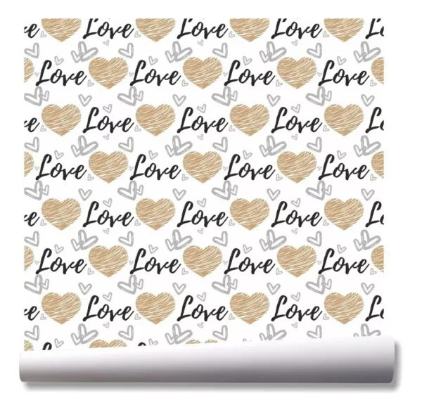 Papel De Parede Amor Coração Love Quarto Kit 03 Rolos A156