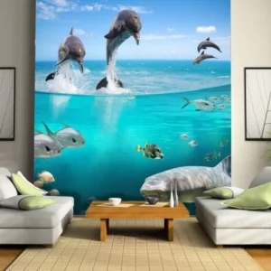 Papel De Parede Animais Fundo Do Mar Golfinhos 7,5m² Anm73