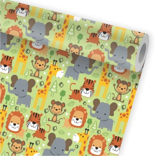 Papel De Parede Animais Leão Girafa Safari Kit 02 Rolos A131