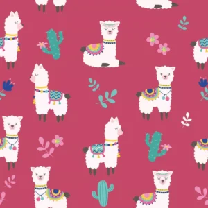 Papel De Parede Animais Lhama Fundo Vermelho Peruano