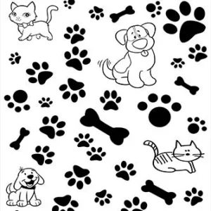 Papel De Parede Animais Pets Preto E Branco 310x58cm