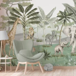 Papel De Parede Animais Safari Floresta Infantil 12m² Vr582