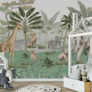 Papel De Parede Animais Safari Floresta Infantil 5m² Vr582