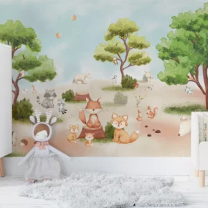 Papel De Parede Animais Safari Raposa Quarto Bebê 10m² Vr594