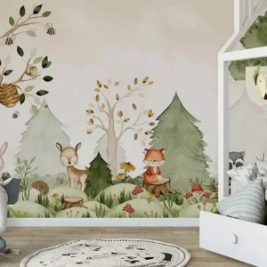 Papel De Parede Animais Safari Raposa Quarto Infantil