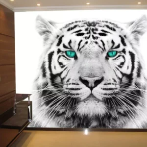 Papel De Parede Animais Tigre Branco Preto 6,5m² Anm08