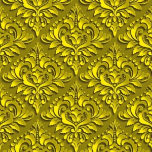 Papel De Parede Arabesco Amarelo Dourado Vinil Delicado 3m