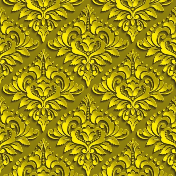 Papel De Parede Arabesco Amarelo Dourado Vinil Delicado 3m