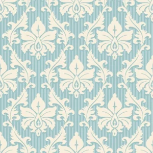 Papel De Parede Arabesco Branco Fundo Azul Lavável Ar 78