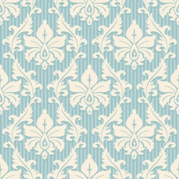 Papel De Parede Arabesco Branco Fundo Azul Lavável Ar 78