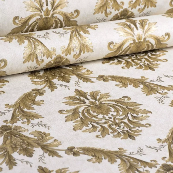 Papel De Parede Arabesco Dourado Lavável Barcelona Importado