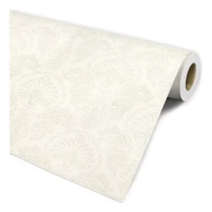 Papel De Parede Arabesco Pontilhado Creme Chic Quarto Sala