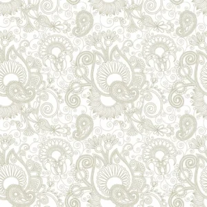 Papel De Parede Arabesco Quarto Sala Escritório Creme Branco