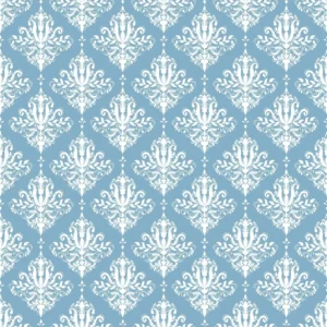 Papel De Parede Arabesco Tecido Tricoline Azul Delicado 3m