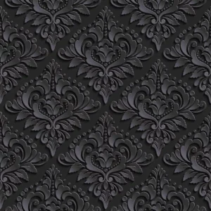 Papel De Parede Arabesco Tecido Tricoline Preto Delicado 3m