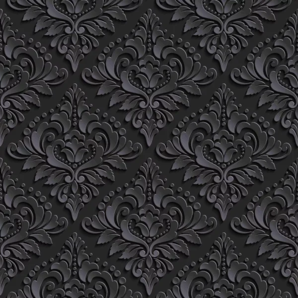 Papel De Parede Arabesco Tecido Tricoline Preto Delicado 3m