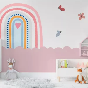 Papel De Parede Arco-íris Borboletas Quarto Infantil Pp569