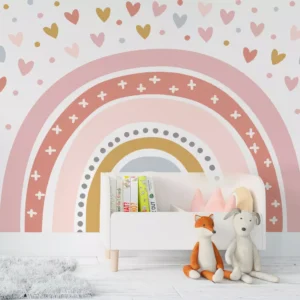 Papel De Parede Arco-íris Colorido Coração Infantil 3m Vr638