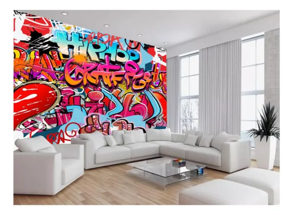 Papel De Parede Arte Graffiti Mural Grafite 7,5m² Tra105