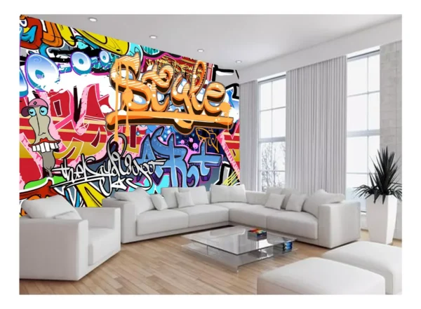 Papel De Parede Arte Graffiti Mural Grafite 7,5m² Tra131