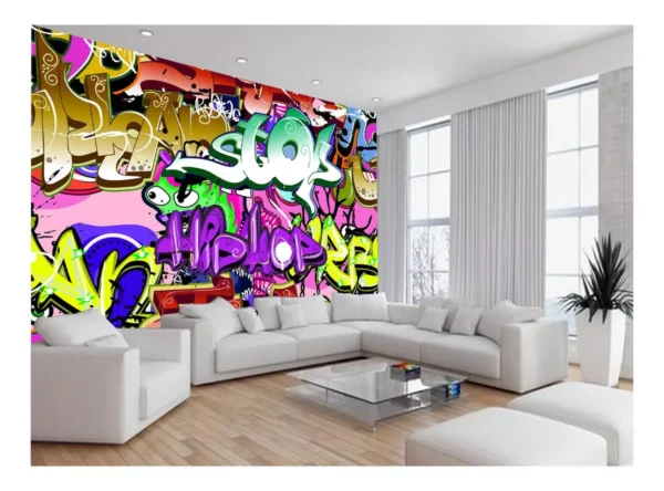 Papel De Parede Arte Graffiti Mural Grafite 7,5m² Tra138