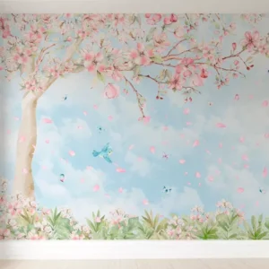 Papel De Parede Árvore Floral Pássaro Menina Vr536 - 10m²