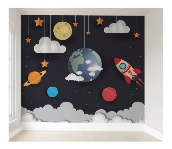 Papel De Parede Astronauta Autocolante Infantil Pp248 8m²