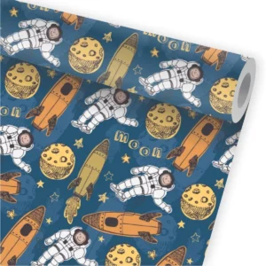 Papel De Parede Astronauta Foguete Infantil Kit 02 Rolos A45